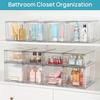 4 Pack Large Stackable Storage DrawersEasily Assemble Acrylic Bathroom Closet Undersink Organizers and Storage Plastic Bins for