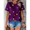 Dames Zomer T-shirt met Ronde Hals en Korte Mouwen met 3D Modieuze Liefdeshart Print Casual Top Machinewasbaar Geschikt voor Dagelijks Buiten Dragen
