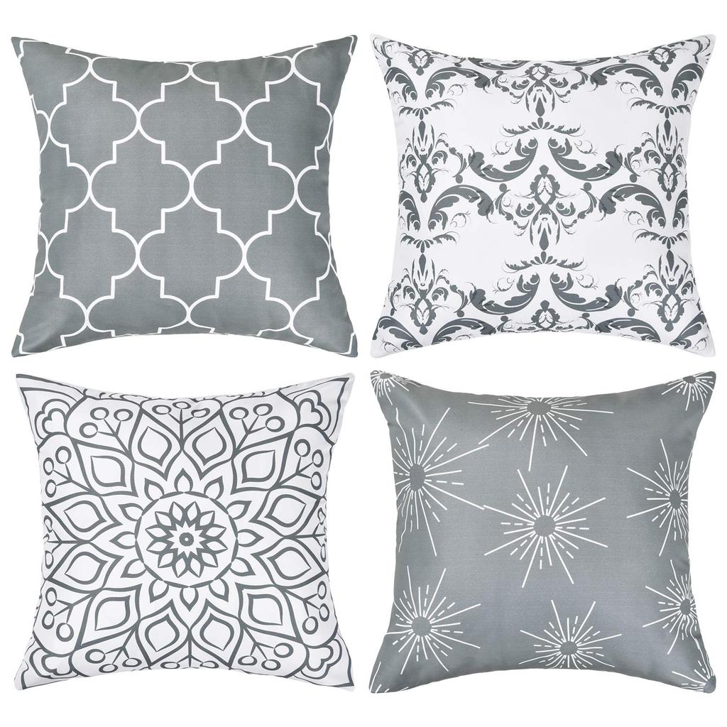 Pknoclan Kissen Nordisches Sofa Rücken Set Einfache Dekorativ Moderne Kissenbezüge für Innen Grau Abdeckungen, 45x45cm, Bezüge, 4, Weich, Stilvoll,