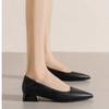 Versatile flat black professional high heels women's spring and summer 2025 new temperament pointed head shallow mouth soft leather work shoes