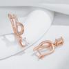 Shiny Natural Zircon Flower Long Drop Earrings For Women Fashion  Rose Gold Color Ethnic Bridal Wedding Jewelry