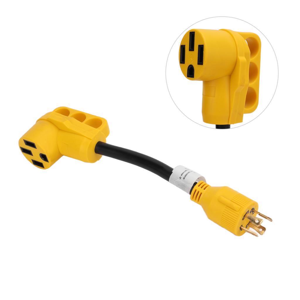 RV Generator Adapter with Grip Handle 30 Amp 4 Prong Locking Male Plug To 50 Amp Female Connector Fo