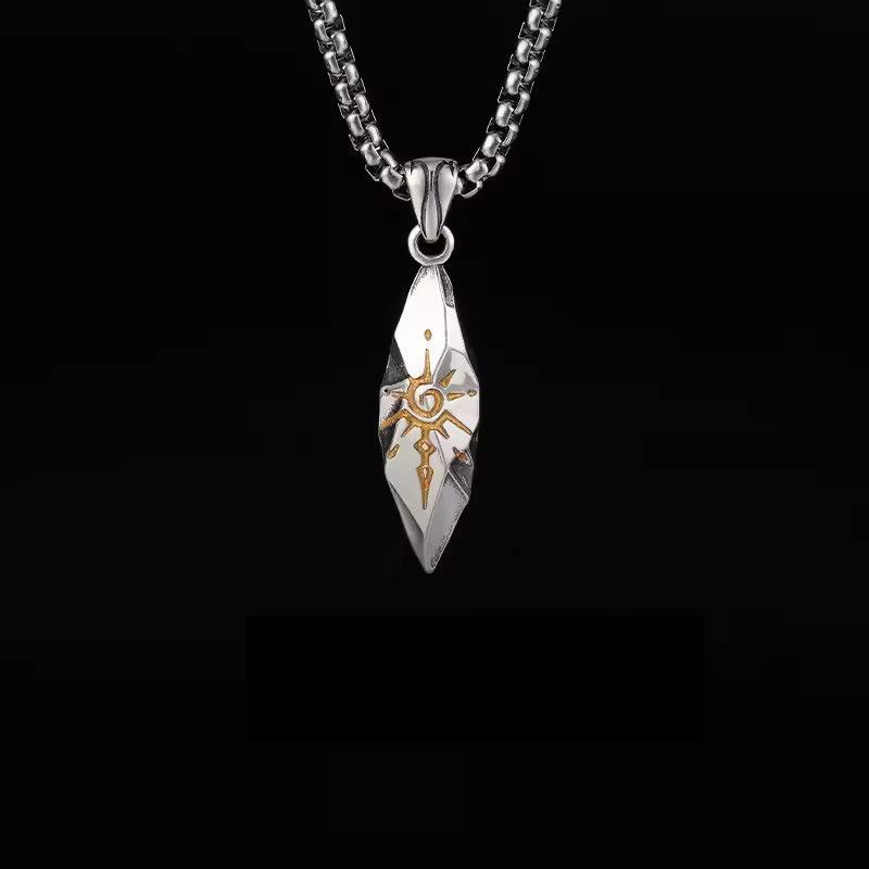 Retro Make-a-wish Stone Necklace For Men Gender Neutral Style Meteorite Color Pendant Men Hip-hop Sweater Chain Accessories