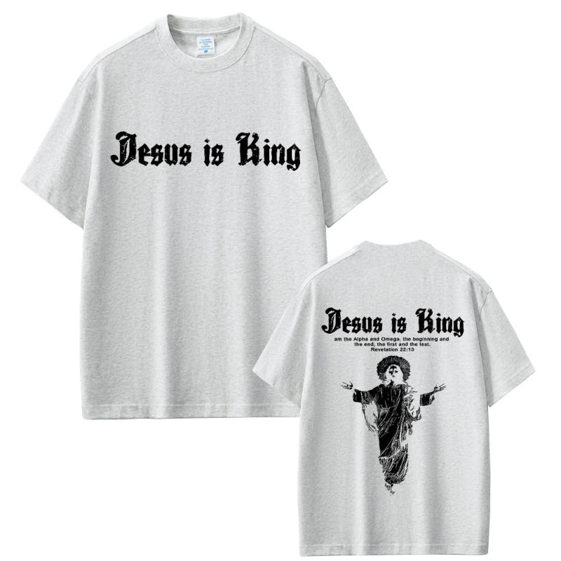 Jesus Is King Graphic T-shirt Christian Religious Short Sleeve T-shirts Summer Men Women Fashion Gothic Rock T Shirt Streetwear
