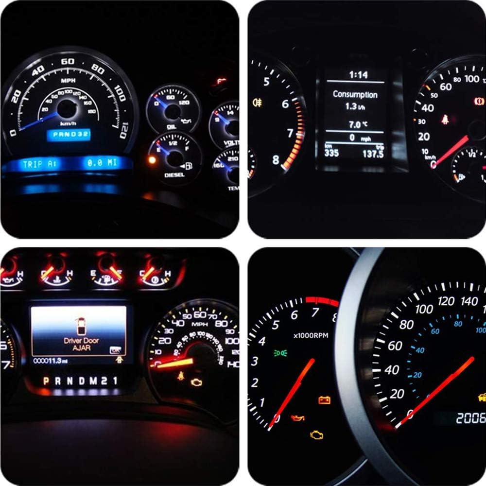 T5 74 2721 COB 1W Dashboard Instrument White LED Light Bulbs (Pack of 10)