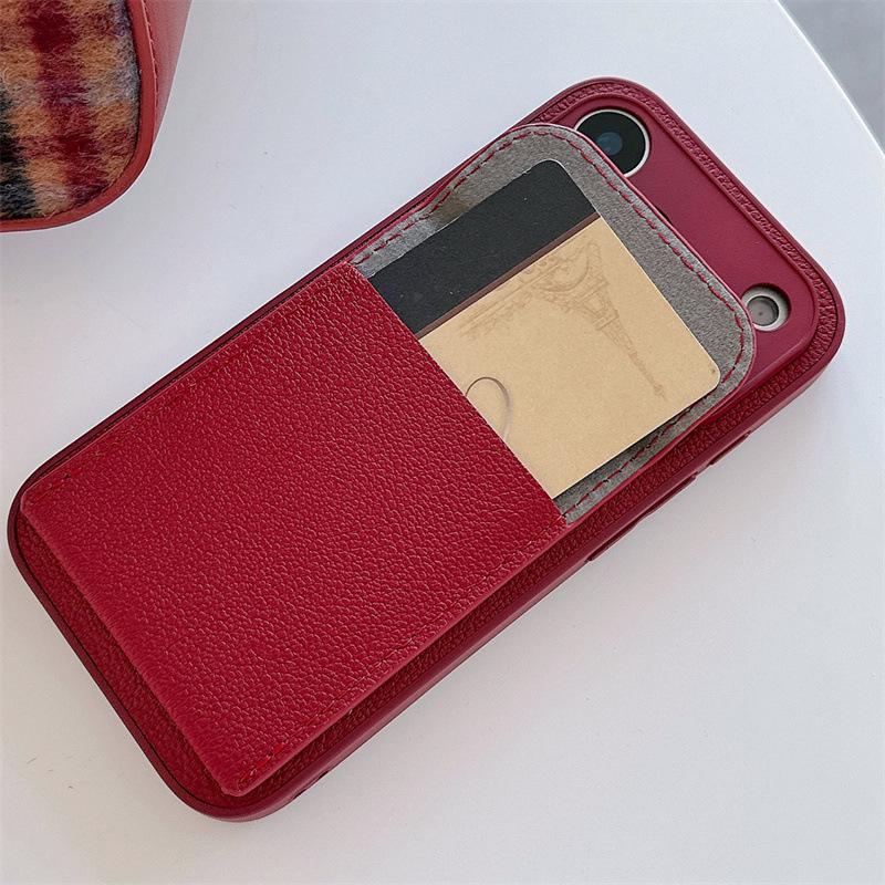 iPhone 17 Pro Max Lychee Pattern Card Holder Case, Fits Apple 11/12/13/14/15/16