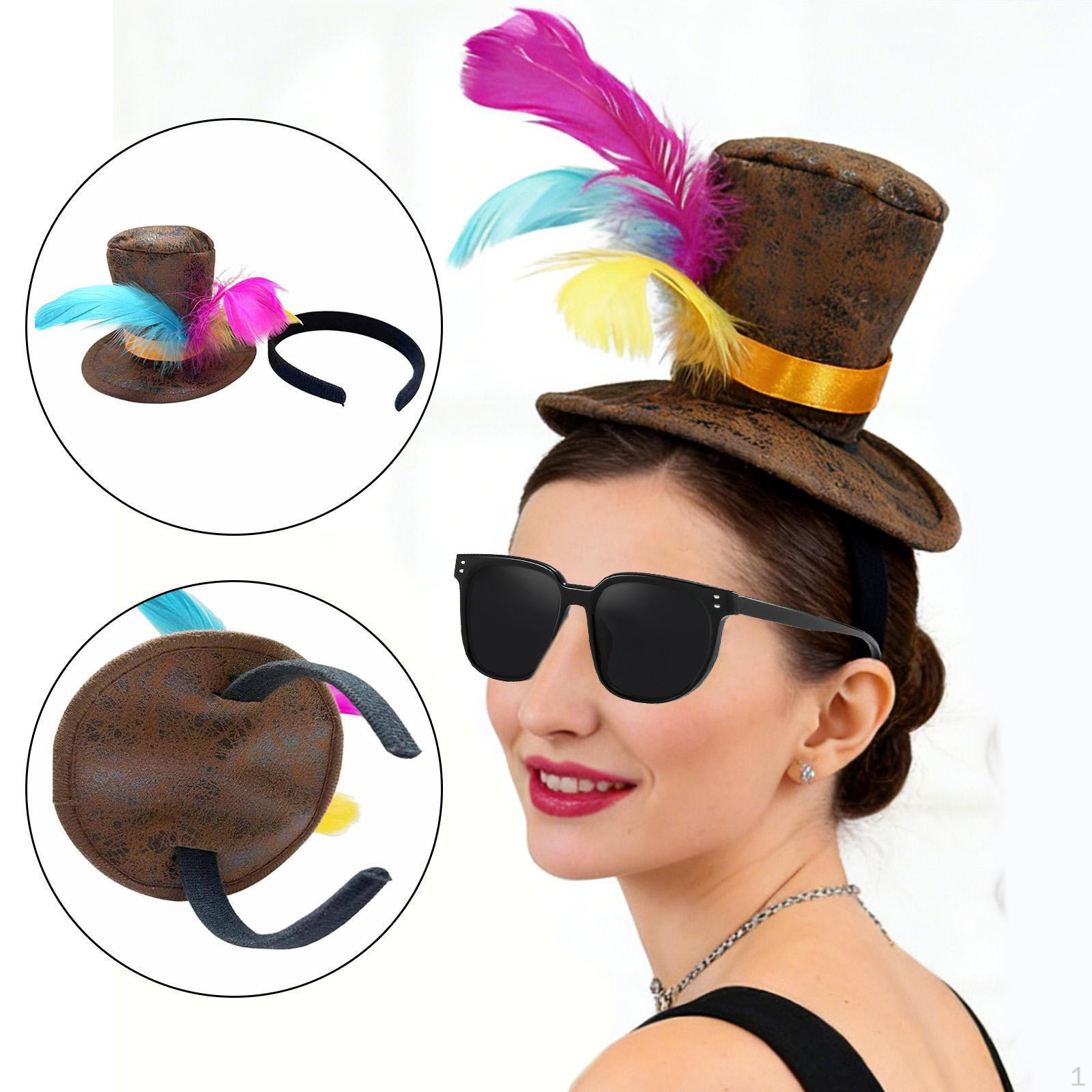 

Hat Headwear Feather Costume Accessory Fascinator Suede Headdress Suitable for Halloween Party with Headband