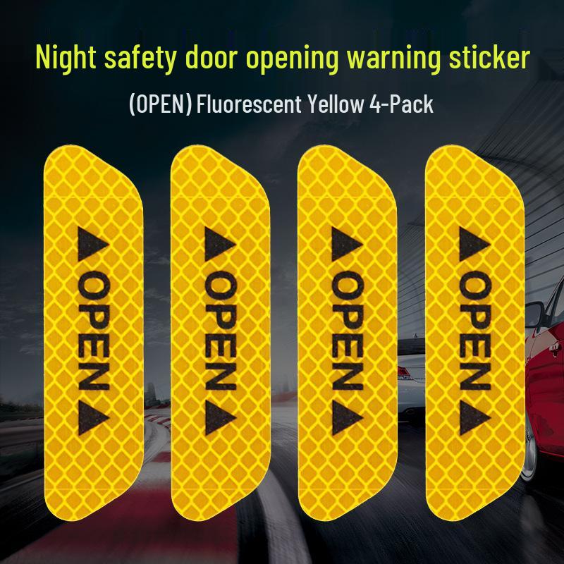 Car Door Reflective Anti-collision Stickers - Set of 4 Safety Warning Stickers for Night Driving