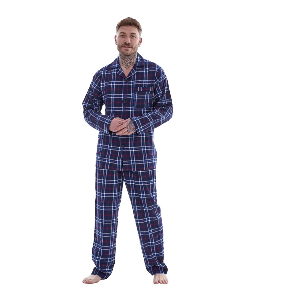 Keanu Mens Checked Brushed Long Pyjama Set