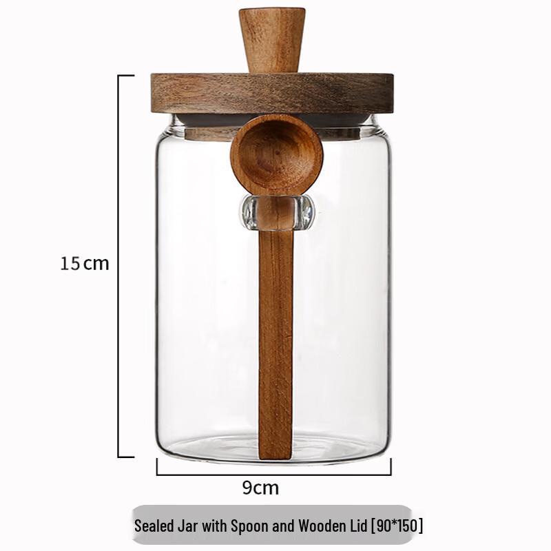 ZISIZ Glass Storage Jar with Wooden Lid