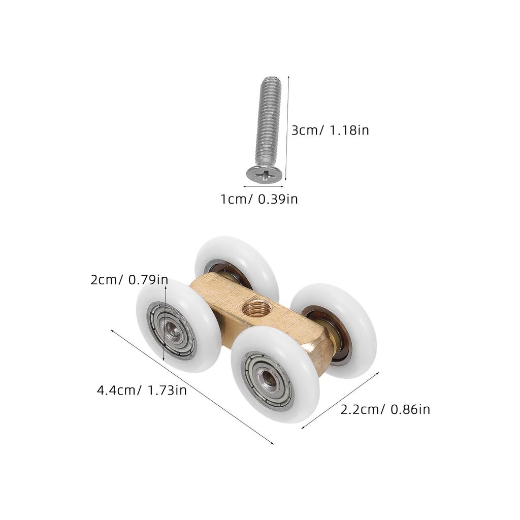 4Pcs Bathroom Glass Sliding Door Rollers Copper Bearing Shower Screen Wheel Replacement Smooth Sliding Shower Door Pulley