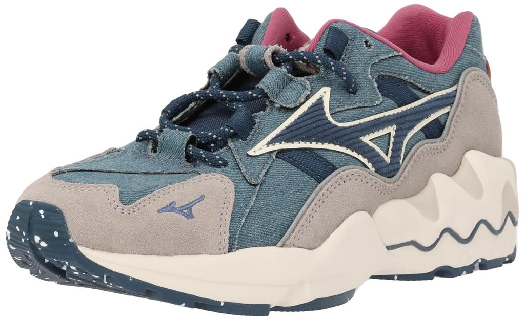 Mizuno Wave Rider 1 Perfect for and Denim Blue X Indigo X Size 2E Sneakers, Commuting, School, Lifestyle, Casual, Wine, 23.0 Cm,