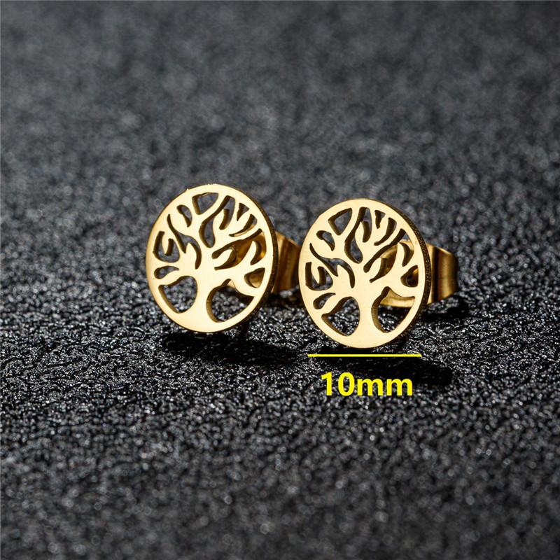 Vintage Tree of Life Earrings Stainless Steel Norse Mythology Jewelry Love Peace Studs Gift for Women Men