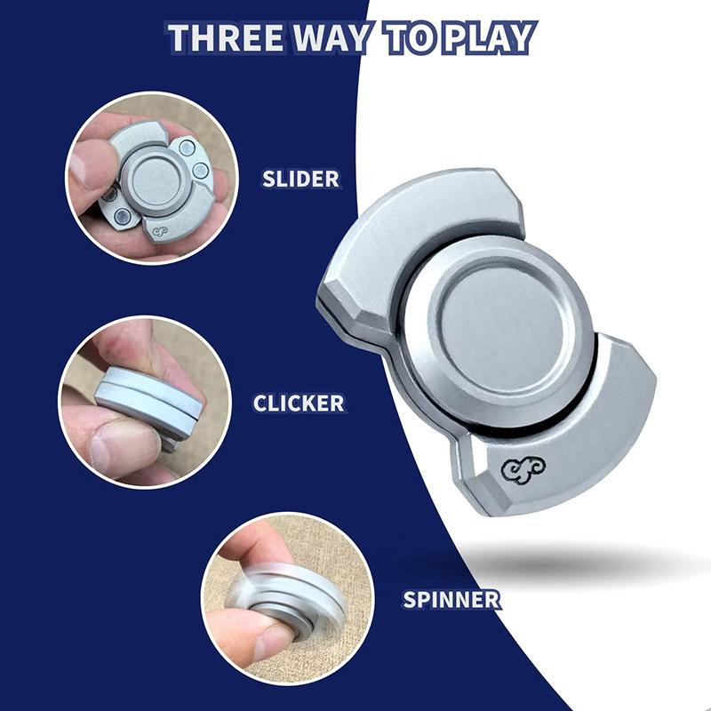 3-in-1 Magnetic Fidget Spinner and Slider Zinc Alloy EDC Stress Relief Fingertip Gyro Fidget Spinner Toy for Adult