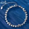 EFFIE QUEEN 925 Sterling Silver Round Bead Sequin Shiny Bracelet Daily Double Layered Chain Beads Bracelet Fashion Jewelry SB174