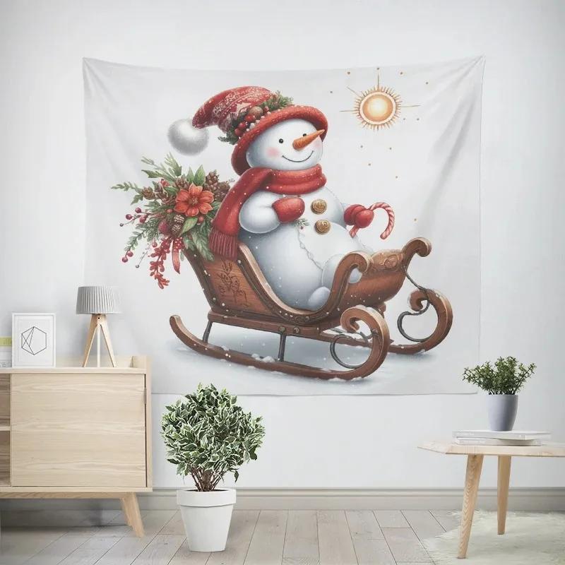 Neujahr Weihnachten Cartoon Weihnachtsmann Schlitten Muster Wandteppich Wohnzimmer Sofa Heimdekor Weihnachtsgeschenk