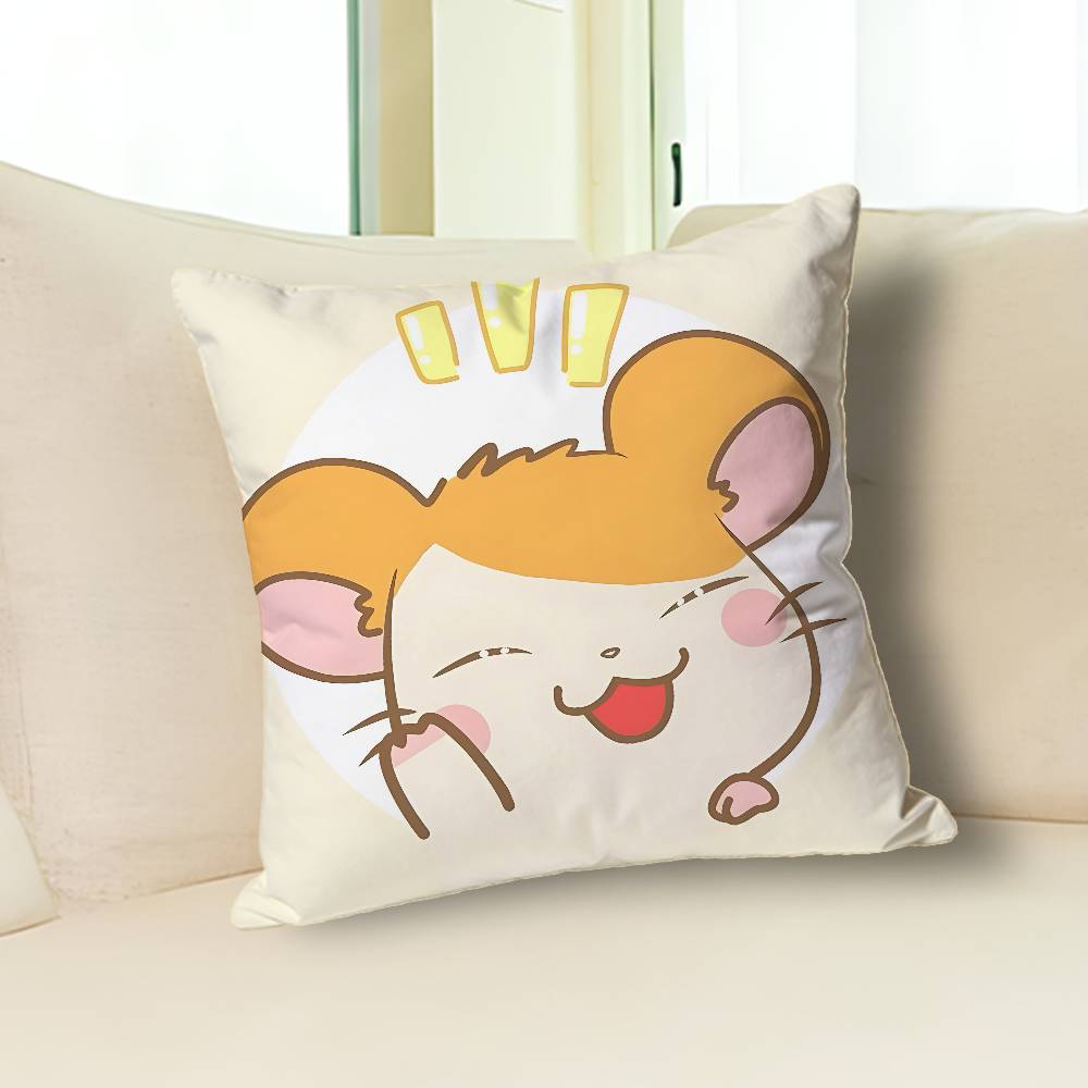 H-Hamtaros Cute Hamster Pillow Cases for Bedroom Living Room Sofa Home Decor Polyester Cushion Cover with Zipper