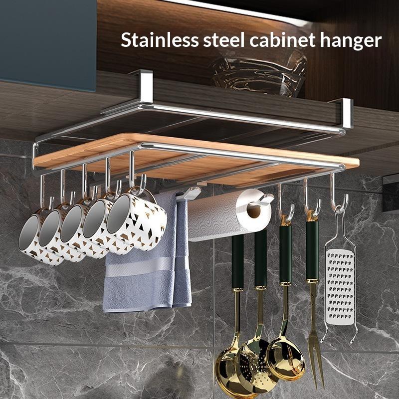 Under Cabinet Cutting Board Organizer Holder Kitchen Hanging Chopping Board Pot Lid Kitchenware Storage Rack Stainless Steel
