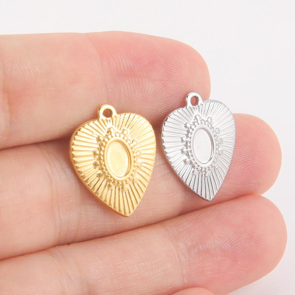 Teamer 5pcs/lot Love Heart Pendant Charms for Jewelry Making Stainless Steel Charms DIY Necklace Bracelet Accessories Supplies