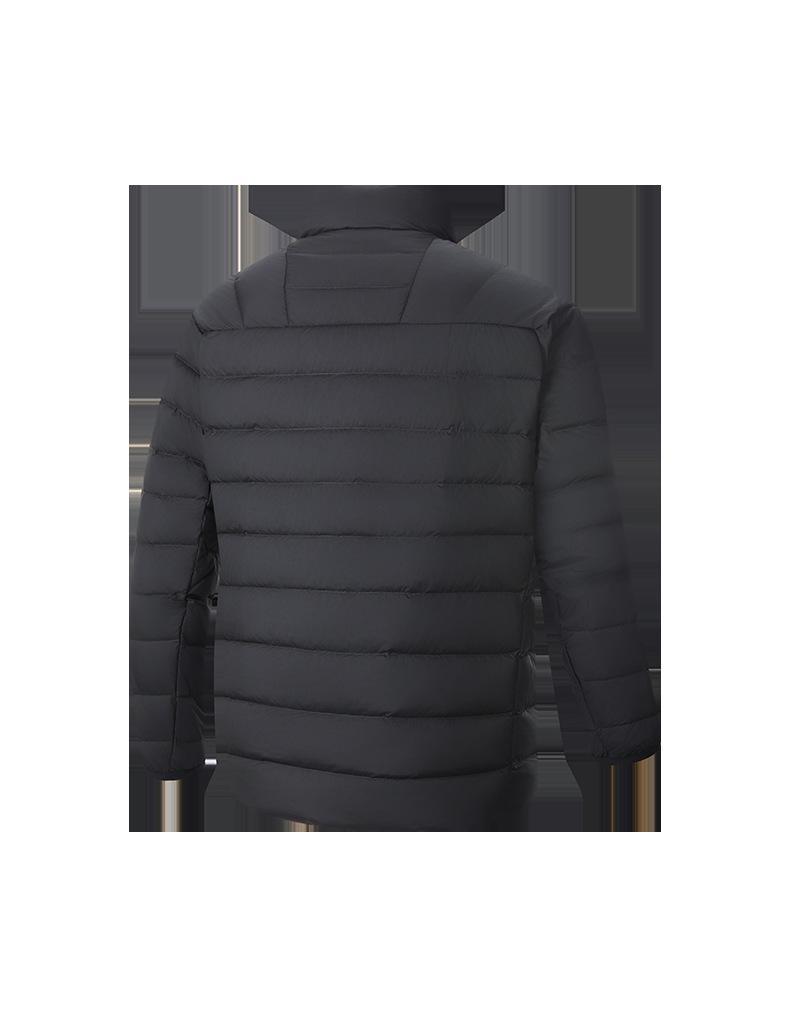 Hochwertige Unisex-Leichtgewicht-Daunenjacke mit Rippenstruktur, 90 % weiße Entendaunen und mit Text bedrucktem Futter