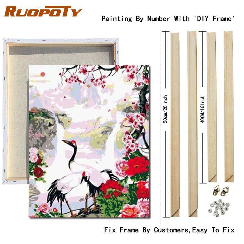 RUOPOTY DIY Oil Painting By Numbers Flower Bird Picture Wall Art Picture By Numbers Animal Unique Gift For Living Room