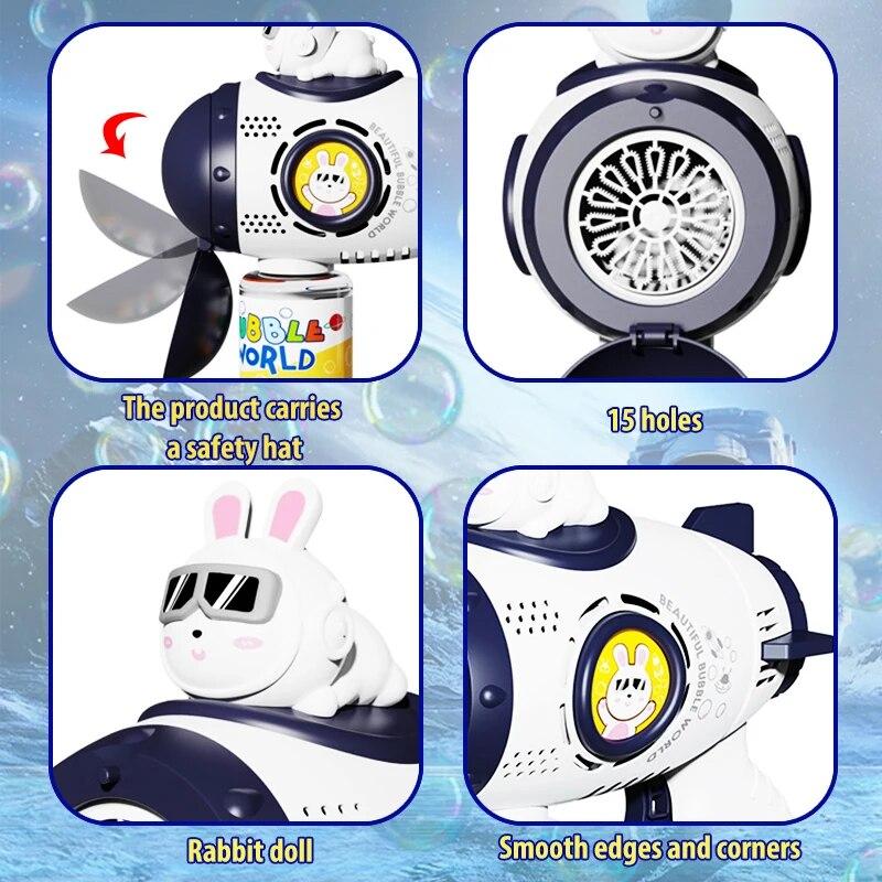 Bubble Gun Rakett Soap Spaceman Bubbles Machine Julegave Gun Shape Automatisk blåser med lette Pomperos leker for barn