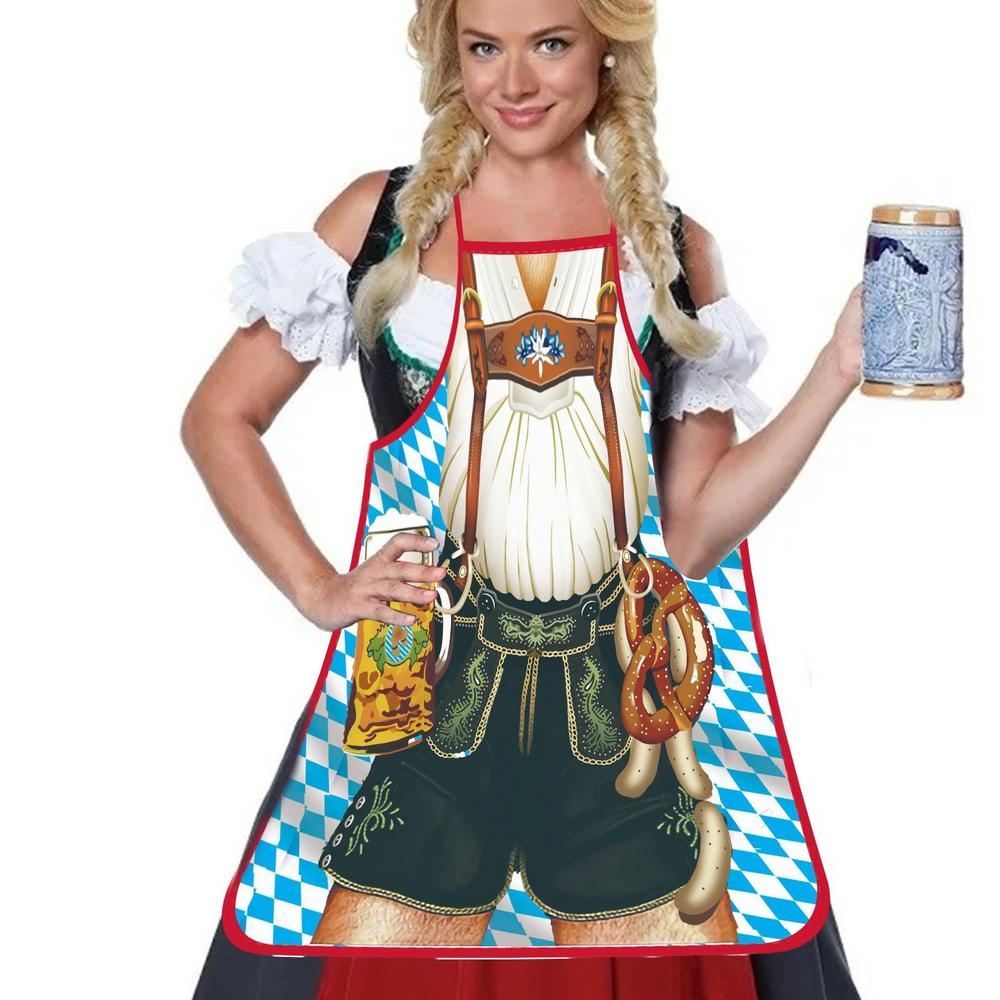 Oktoberfest Apron Personality Sexy Kitchen Waterproof Apron For Woman Delantal Cocina Hombre Barista BBQ Funny Muscle Apron Bibs