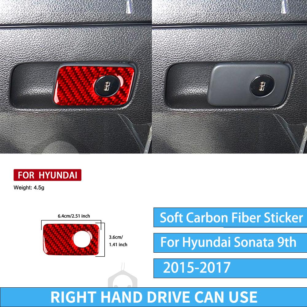 For Hyundai Sonata 9 2015 2016 2017 Glove Box Handle Real Carbon Fiber Sticker Car Interior Accessories