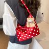 1Pcs Pure Color Polka Dot Shoulder Bag Fashion Armpit Bag Bucket Bag Comes With Pendant