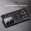 Luxury Genuine Leather Crocodile Skull Half Package Case for iQOO Z5 - High-end Protective Cover