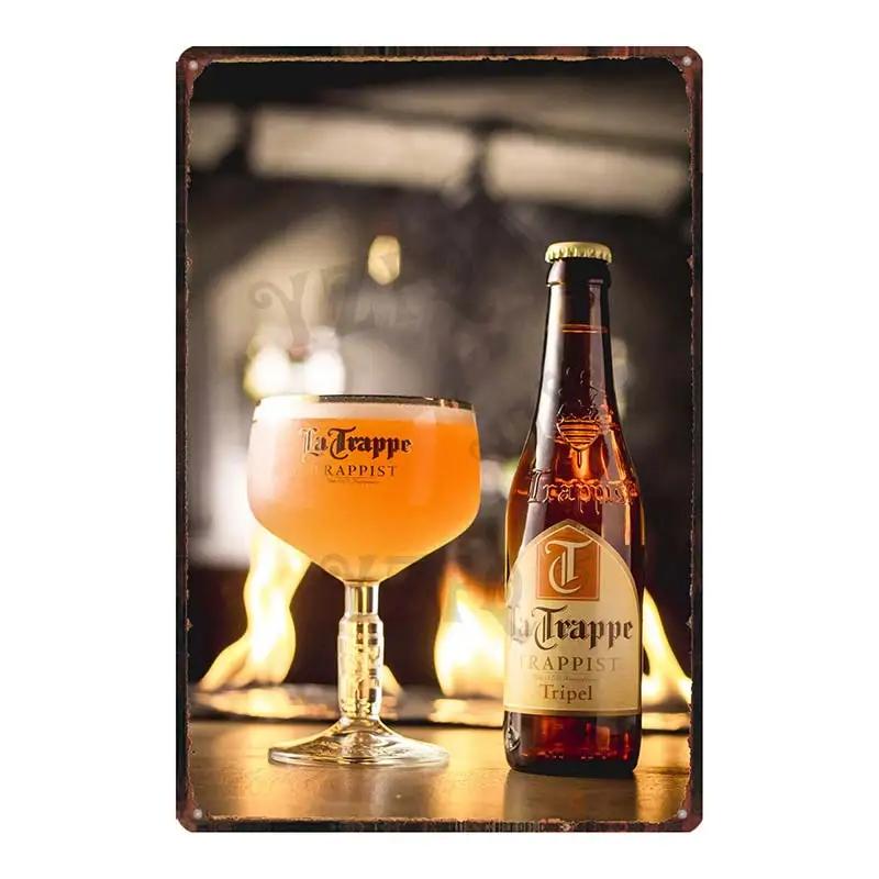 Birra Belga VintageBrugse Zot La Trappe Segno Metallico Lattina Targhe Per Muro Bar Pub Arte Cucina Caffè Decorazioni Casa 30X20CM DU-8282A
