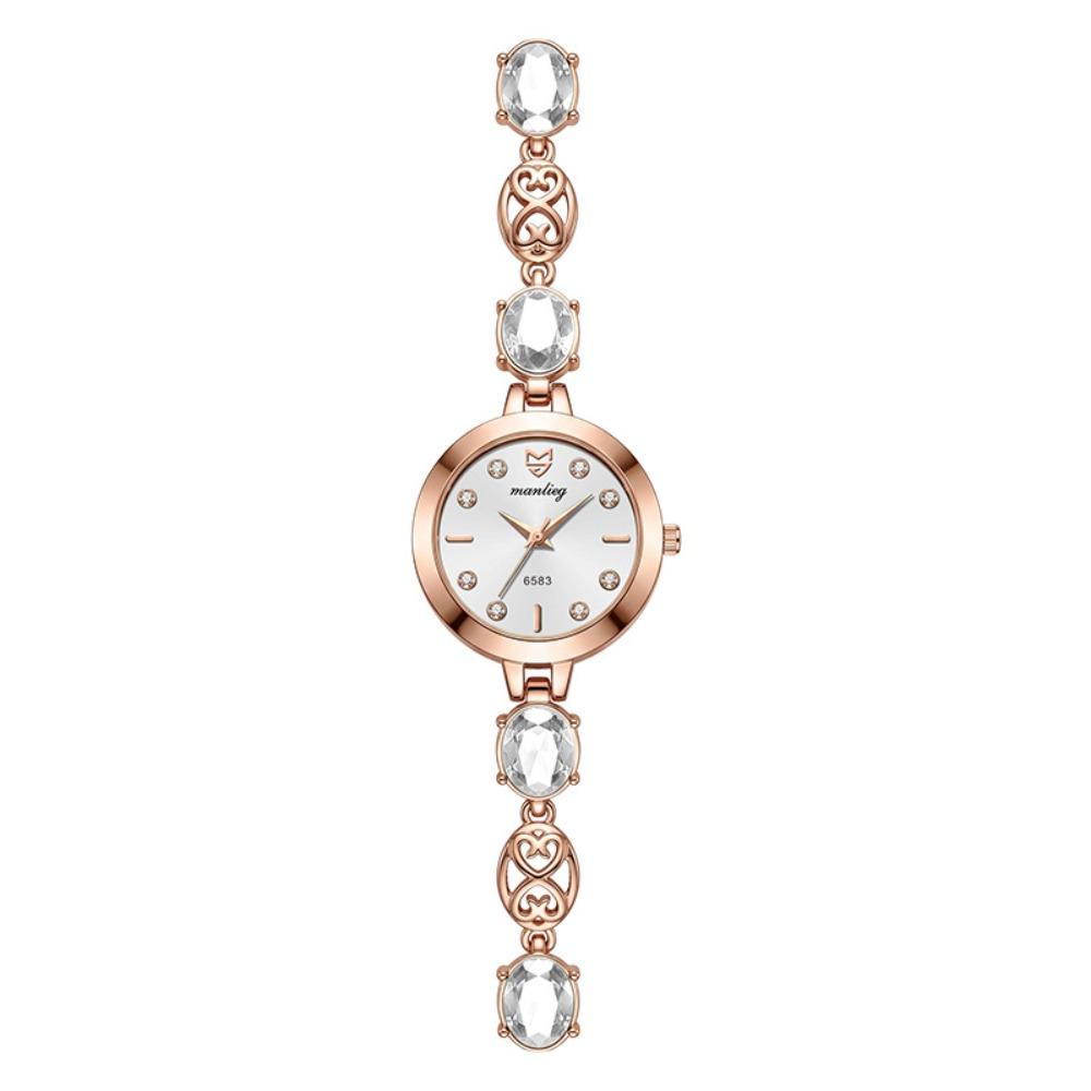 with Adjustable Bracelet Quartz Watches Rhinestone Wrist Decoration Rotundity Shaped Watch Gift