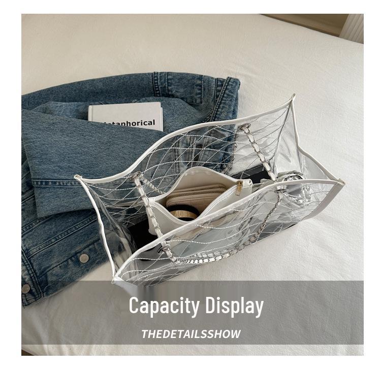 2024 Spring Women's Large PVC Transparent Tote - Casual Shoulder Bag, Summer Trend