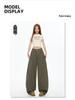 Army Green Retro Wide-Leg Scimitar Jeans with Large Pockets for Women - Summer/Autumn 2025 Collection