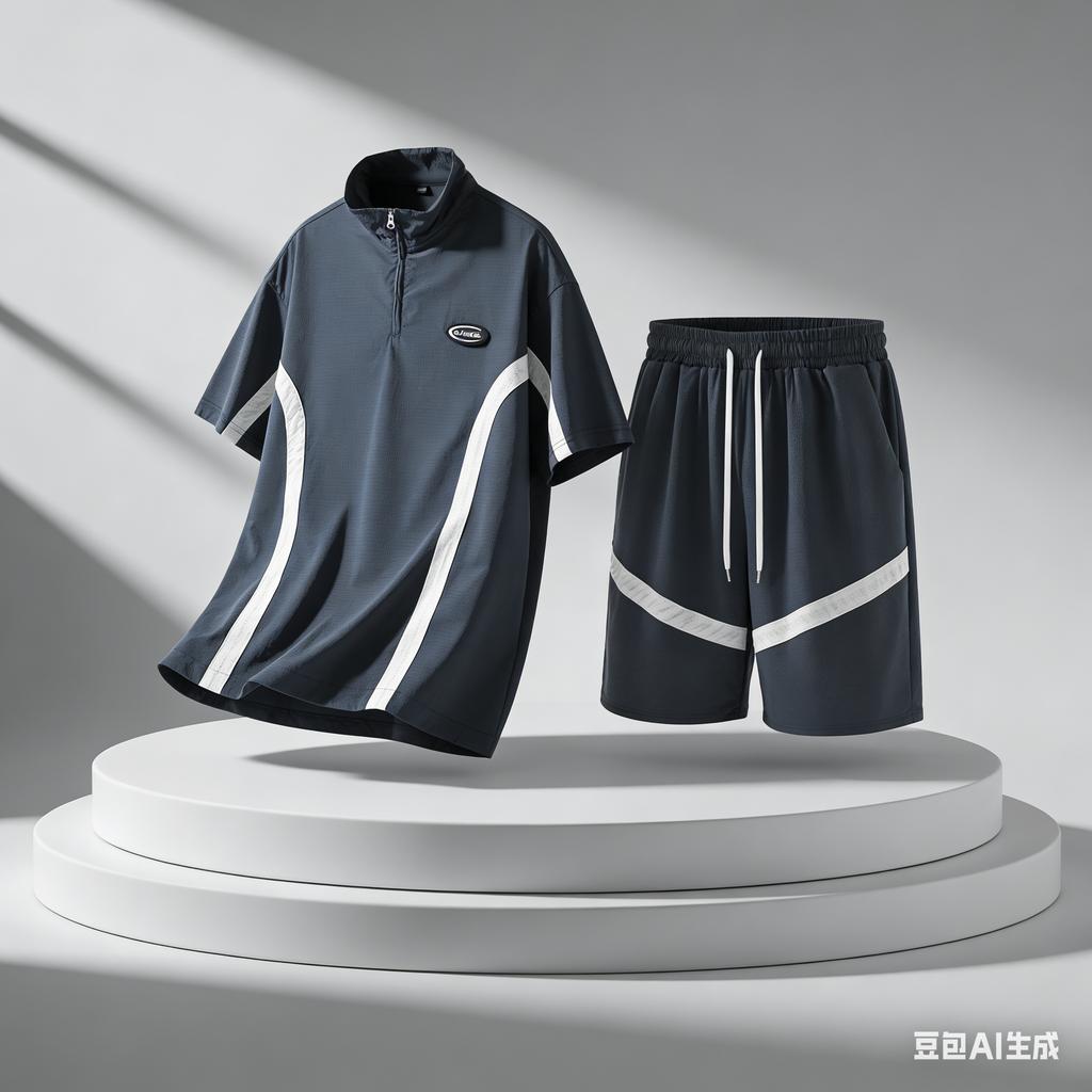 Summer Casual Sports Suit Men's Short Sleeved Lightweight Quick Drying Ice Silk Two-piece Set