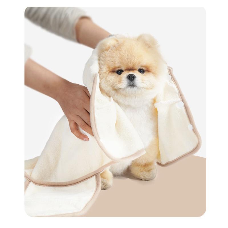 Toalla para Perro de Coral Suave Transpirable Absorbente Bata de Baño para Mascotas Bata para Cachorro Secado Rápido Ropa para Perros para Razas Pequeñas