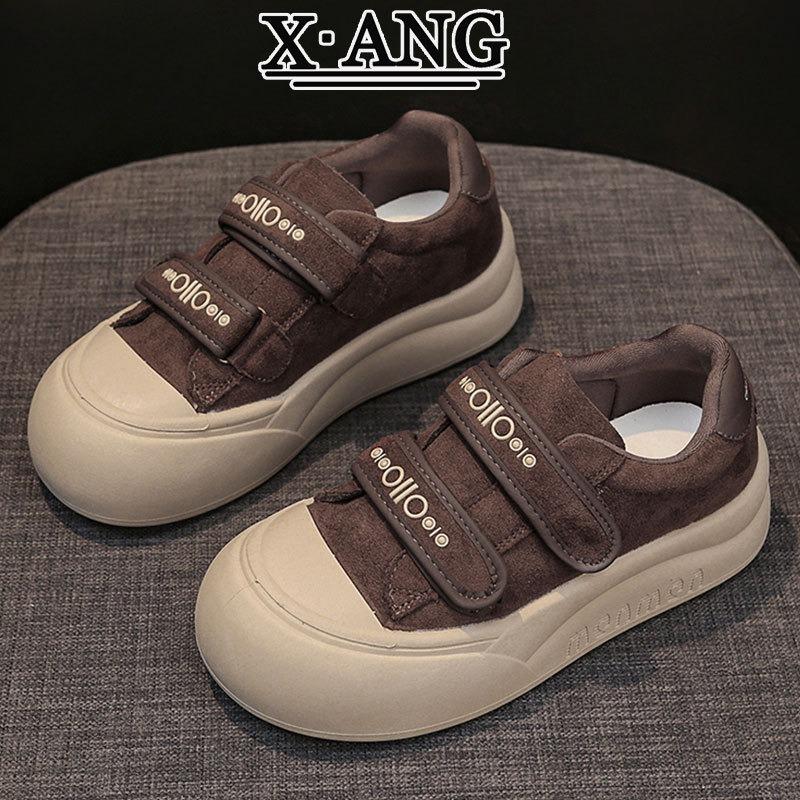 Velcro Bread Shoes Leather Board Shoes Women's Platform White Shoes New Autumn Women's Shoes Casual Sports Shoes