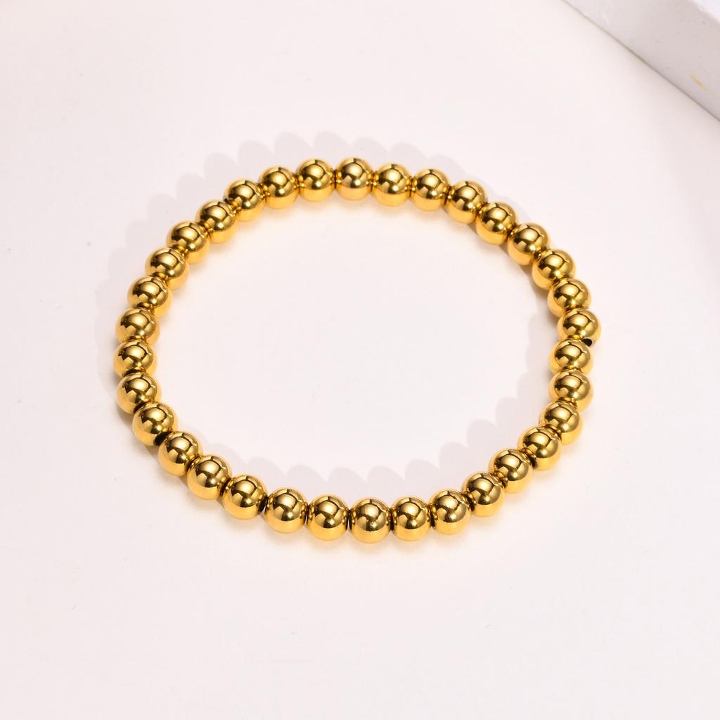 Women's Beaded Bracelets ,4mm/6mm/8mm Stainless Steel Chain Stretch Elastic, Resistant Nickel Free Tarnish