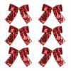 20PCS Christmas Bow DIY Christmas Tree Decoration Sequin Bow Holiday Decoration Red Small Bow Two Styles
