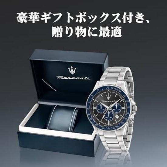 Maserati Quartz Watch Mens 44mm Blue Dial Stainless Steel Chronograph Luminous 100m Water Resistant Japanese Movement R