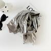 Y2K Liquid Silver Headband for Girls Metallic Square Scarf Retro Spicy Hair Scarf Wrap Chest Tube Top DIY Bandana 60x60cm