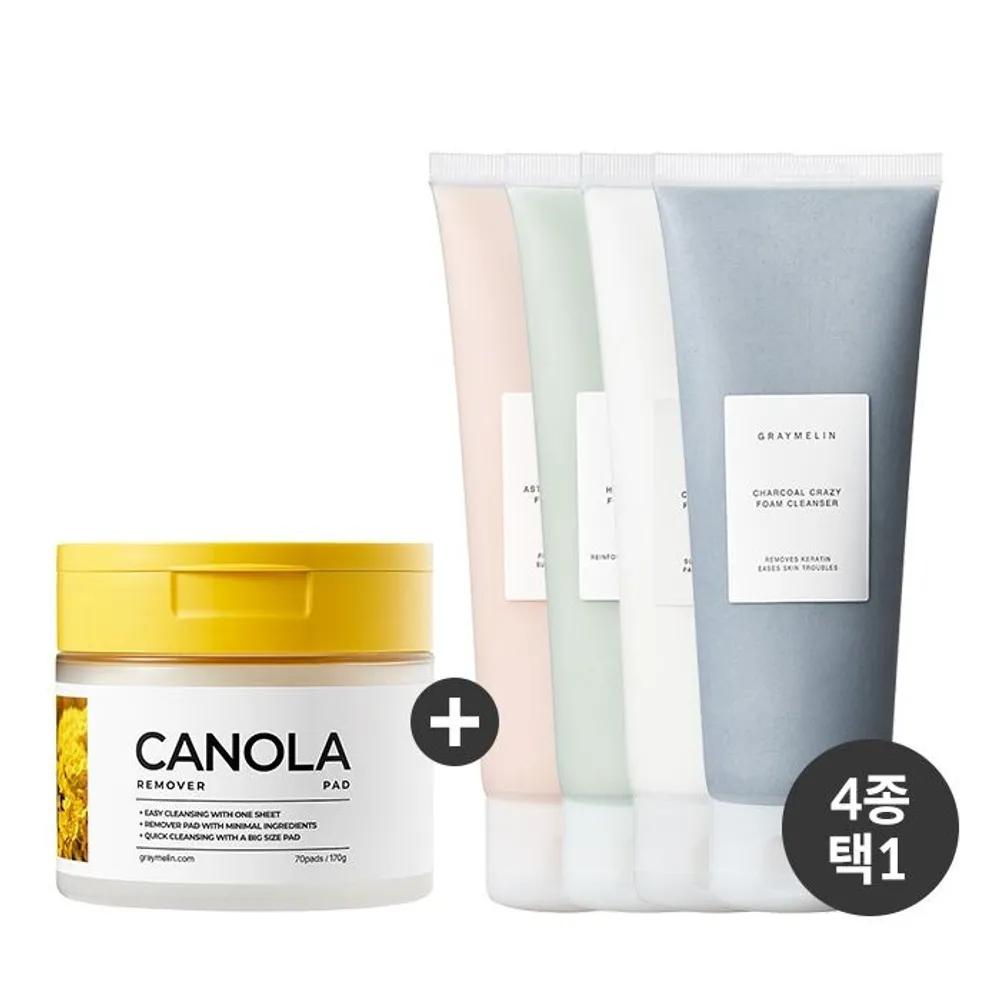 Canola Remover Pads + Foam Cleanser 150ml SET 04 Pad + Charcoal (Pores)