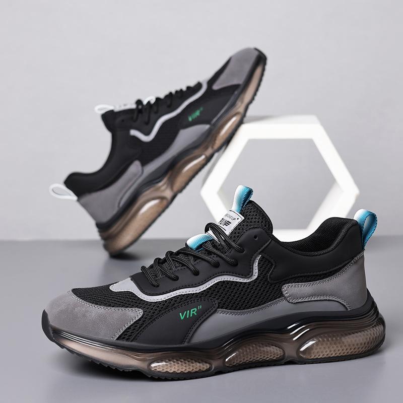 

Men s shoes breathable sneakers 2025 new summer breathable mesh lightweight soft sole shock absorption casual running shoes men 44 чёрный