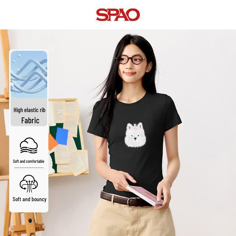 SPAO Women s Slim Fit Round Neck T-Shirt S