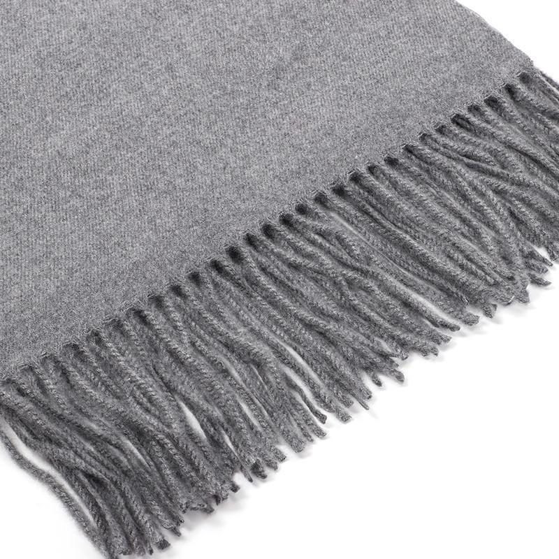 Cashmere Wool Scarf - Thick, Solid Color, Unisex, Versatile, Korean Style for Autumn/Winter.