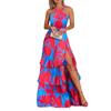 European and American Bohemian V-Neck Sleeveless Summer Dress with Amazon Print