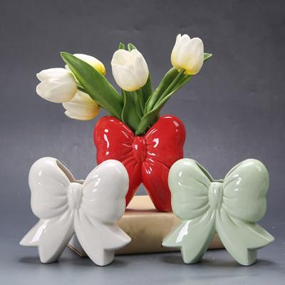Vase Fleur en Céramique Yousheng Nœud Papillon Moderne Support de Fleurs Récipient Centre de Table Maison Bureau Plante Florale Décorative Vase