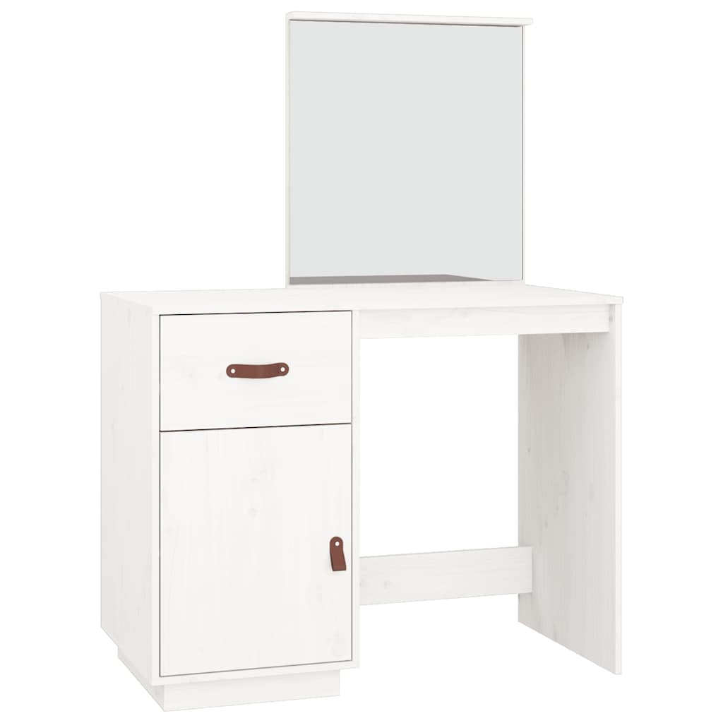 White Makeup Table 95 x 50 x 134 cm Solid Pine Wood