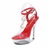 Fashion Fashion Women's Sandals Platform Party Pumps Patent Leather15CM Square Heel Summer Buckle Strap Peep Toe Women\'s Heeled Shoes