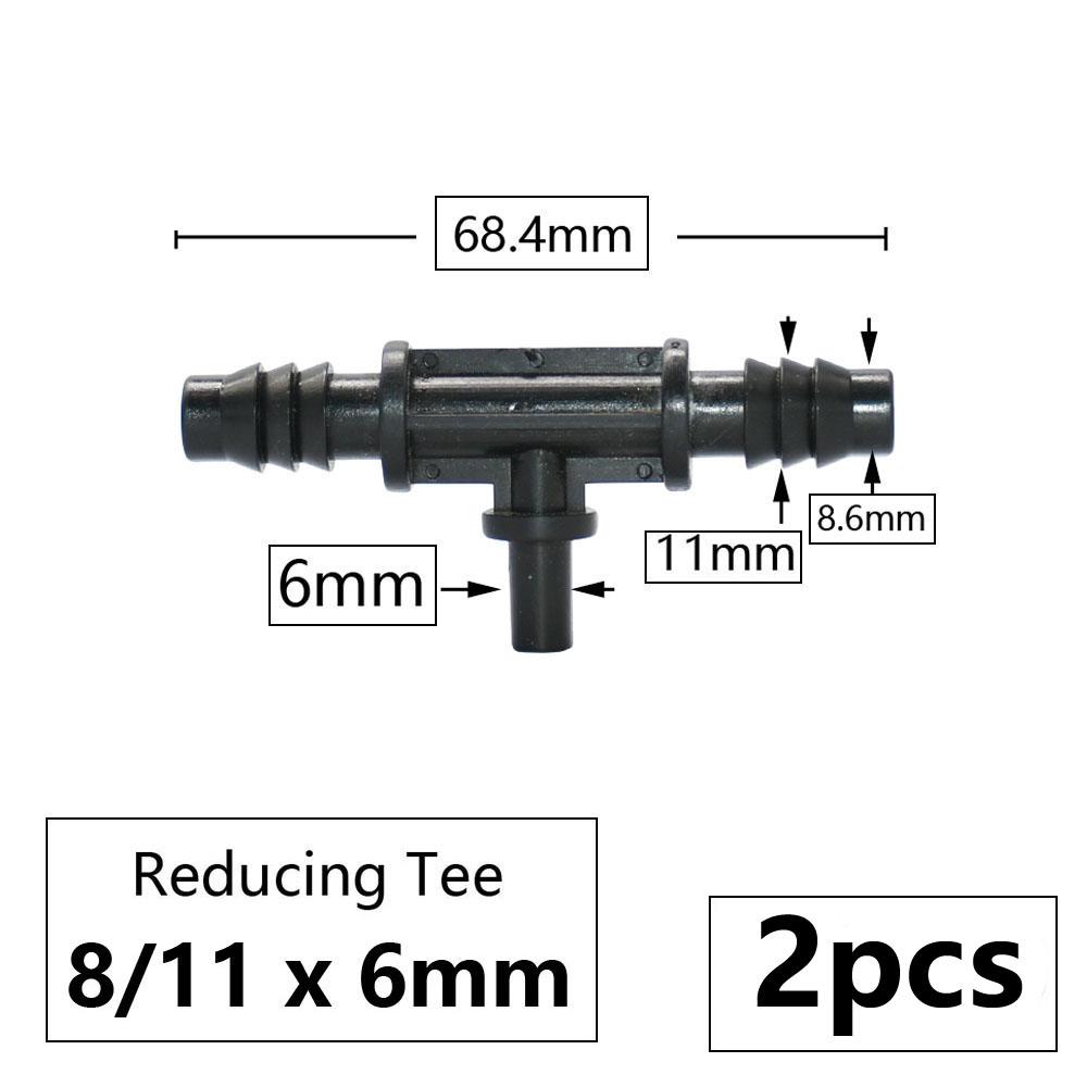 3/8" 8mm Garden Hose Connector 8/11 To 4/7 3/5mm Hose Reducer Water Splitter Tee Elbow End Plug Drip Irrigation System Fitting